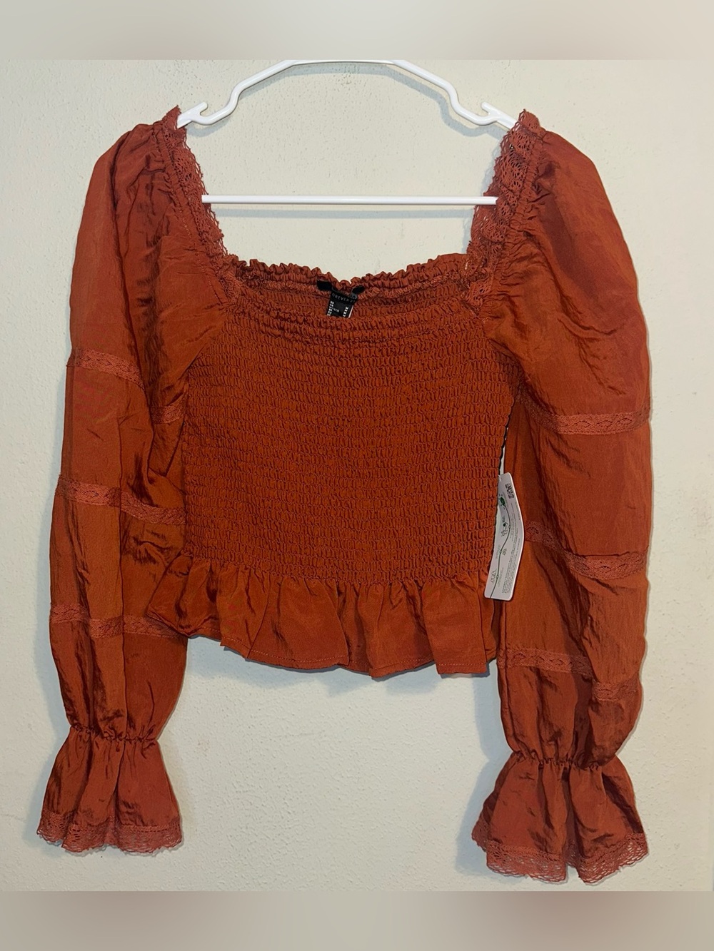 Forever 21 Burnt Orange Peasant Top